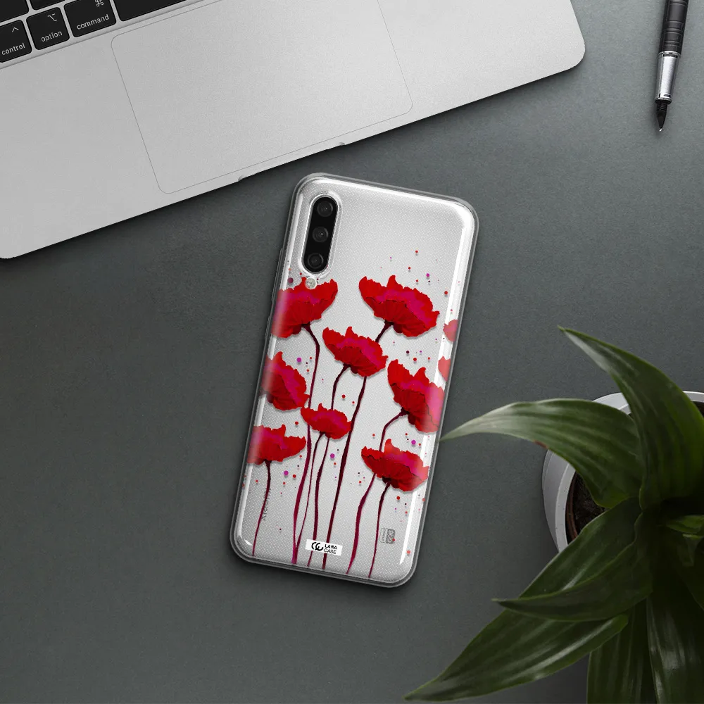 Red Fashion Flower Xiaomi Mi A3 Clear Tpu Case