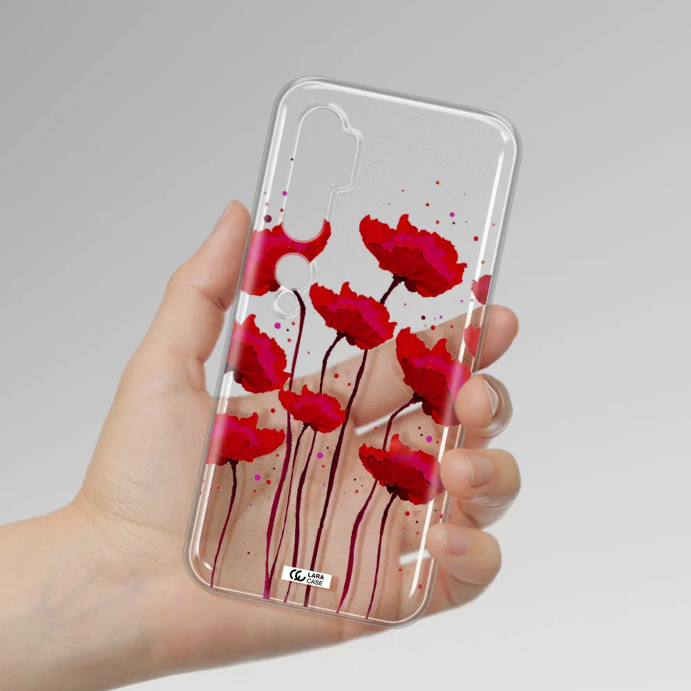 Red Fashion Flower Xiaomi Mi Note 10 Clear TPU Case