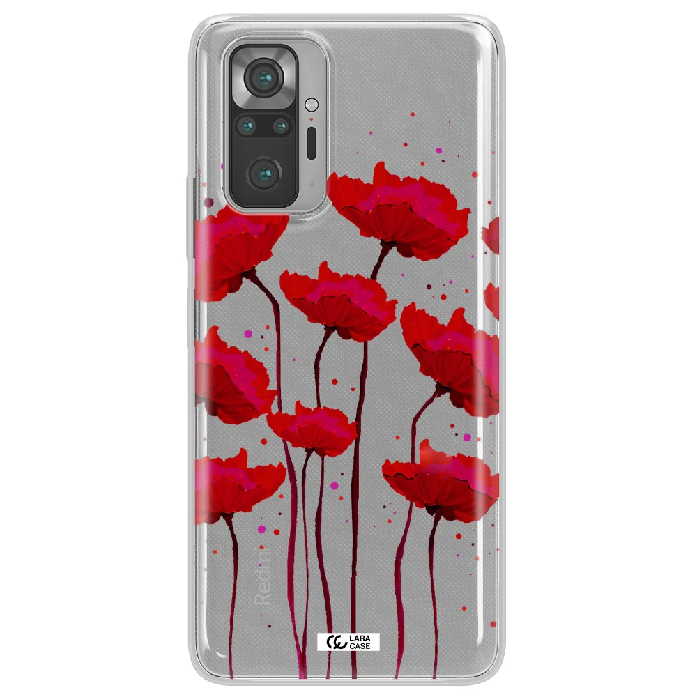 Red Fashion Flower Xiaomi Note 10 Pro Clear TPU Case