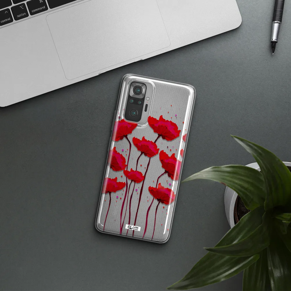 Red Fashion Flower Xiaomi Note 10 Pro Clear TPU Case