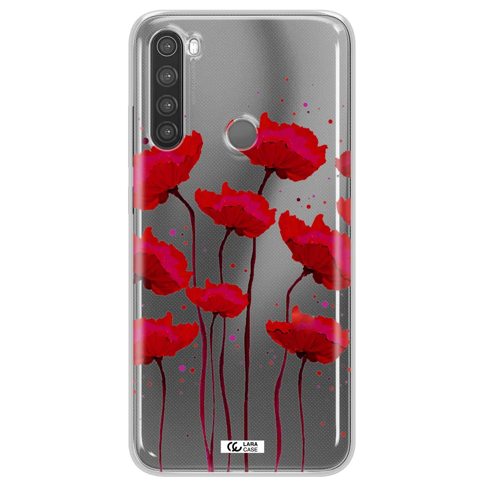 Red Fashion Flower Xiaomi Note 8 Clear TPU Case