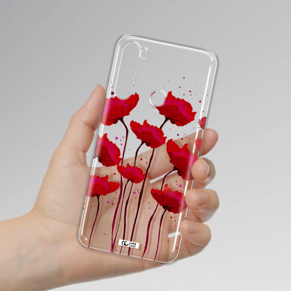 Red Fashion Flower Xiaomi Note 8 Clear TPU Case