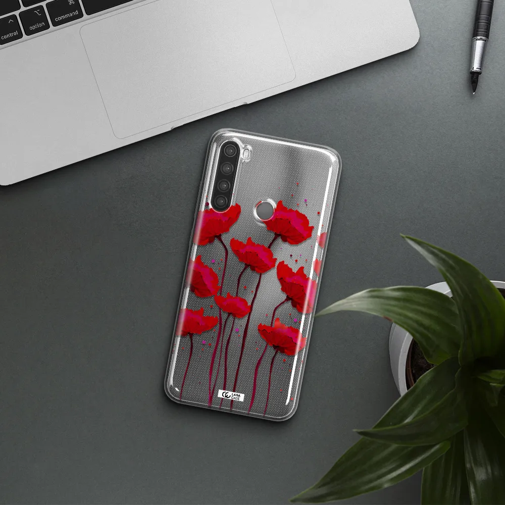 Red Fashion Flower Xiaomi Note 8 Clear TPU Case