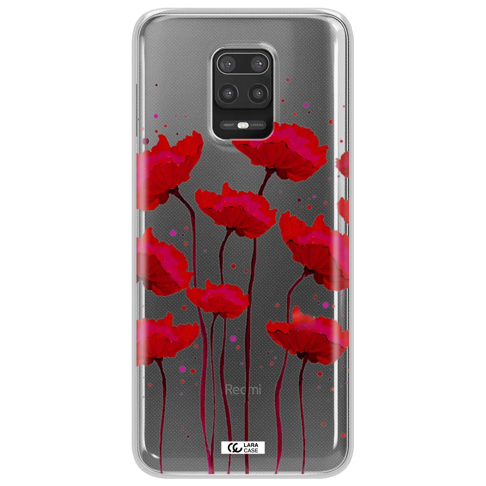 Red Fashion Flower Xiaomi Note 9S Clear TPU Case