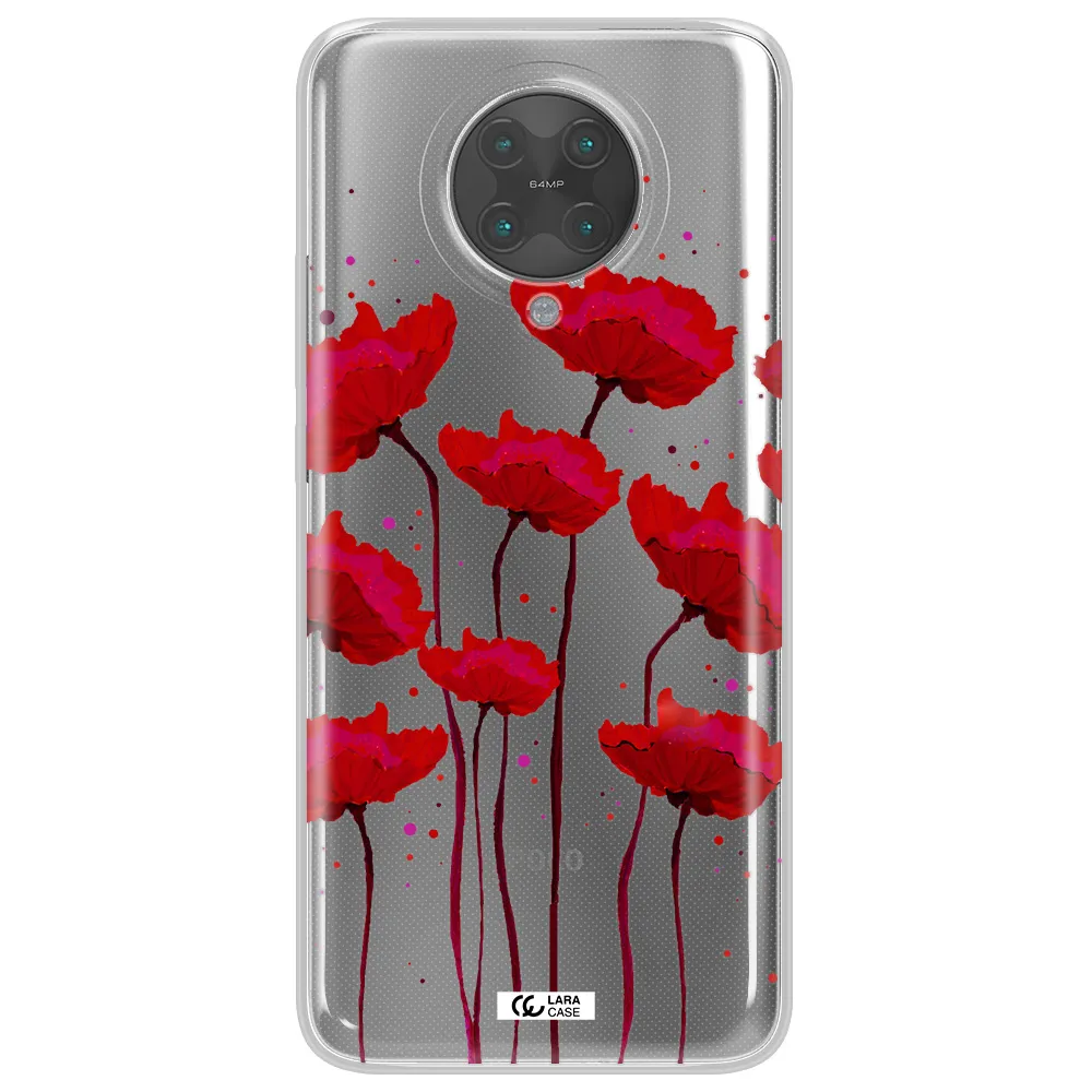 Red Fashion Flower Xiaomi Poco F2 Pro Clear TPU Case