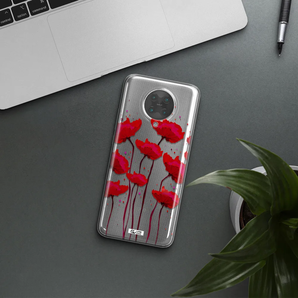 Red Fashion Flower Xiaomi Poco F2 Pro Clear TPU Case