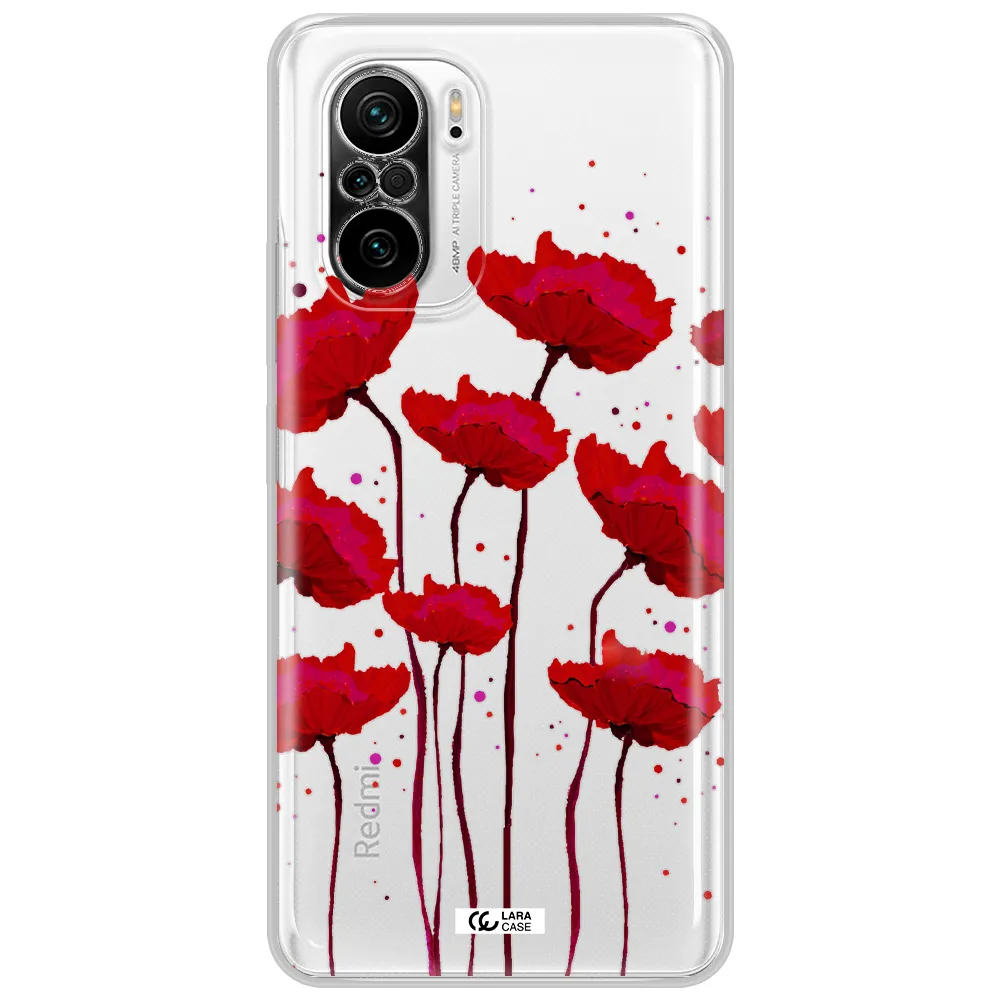 Red Fashion Flower Xiaomi Poco F3 Clear Tpu Case