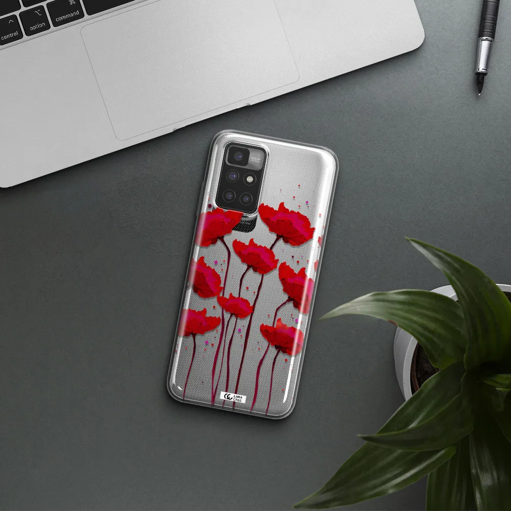 Red Fashion Flower Xiaomi Redmi 10 Clear TPU Case