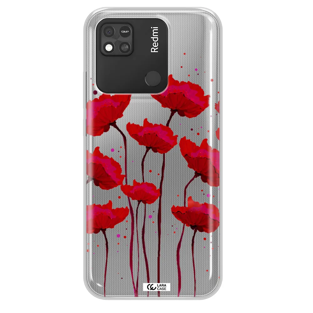 Red Fashion Flower Xiaomi Redmi 10A Clear TPU Case