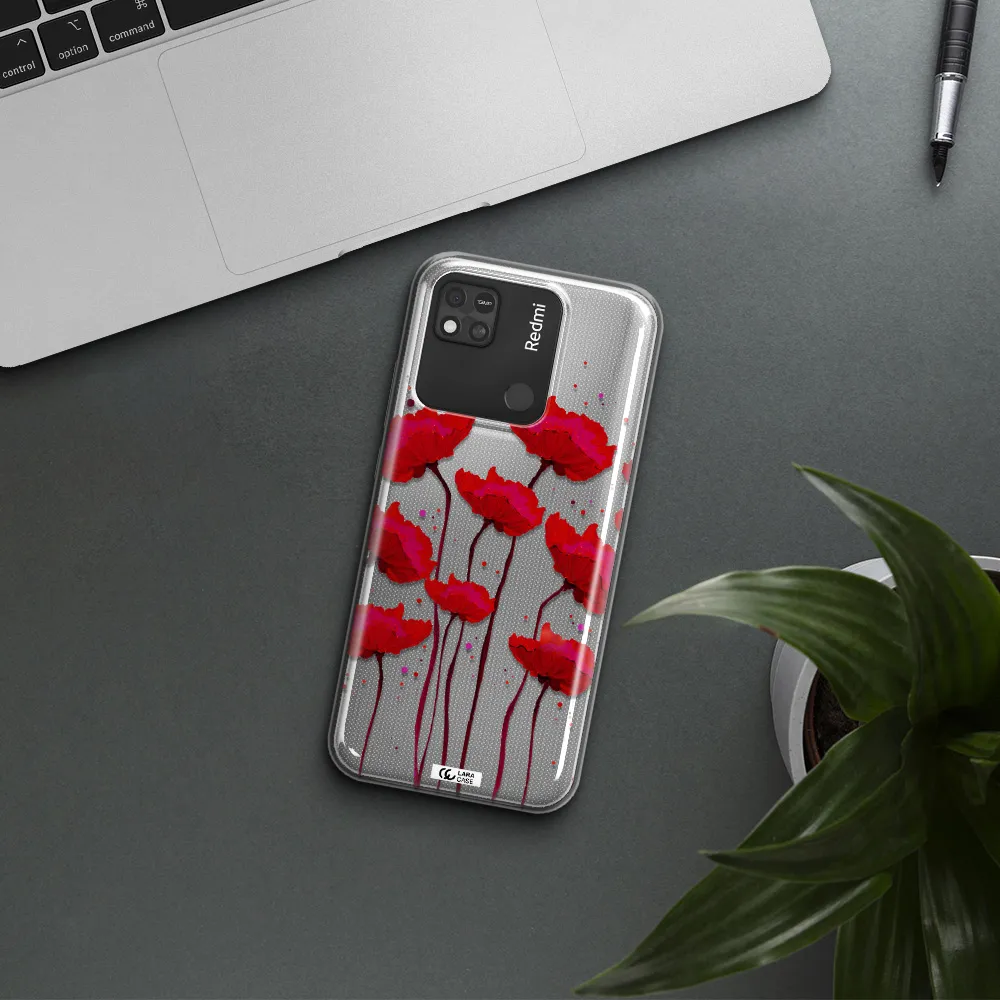 Red Fashion Flower Xiaomi Redmi 10A Clear TPU Case