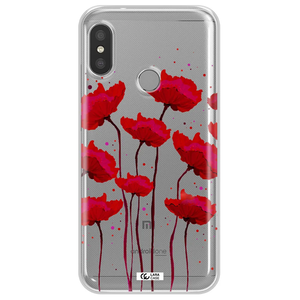 Red Fashion Flower Xiaomi Redmi 6 Pro Clear TPU Case