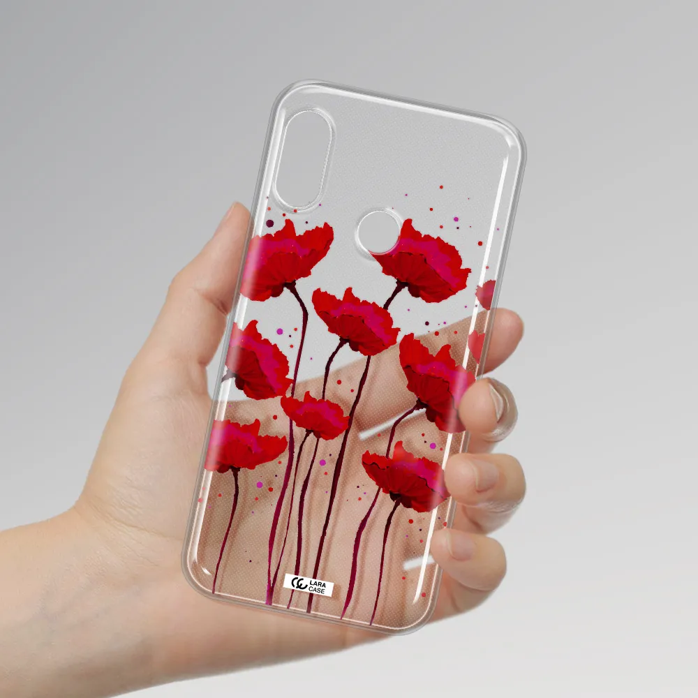 Red Fashion Flower Xiaomi Redmi 6 Pro Clear TPU Case