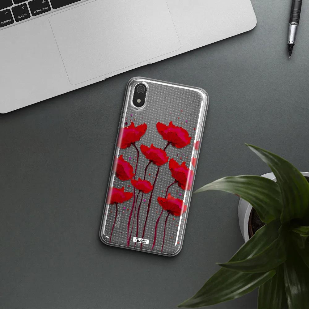 Red Fashion Flower Xiaomi Redmi 7A Clear TPU Case