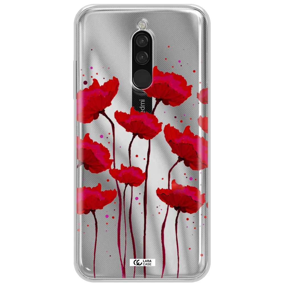 Red Fashion Flower Xiaomi Redmi 8 Clear Tpu Case