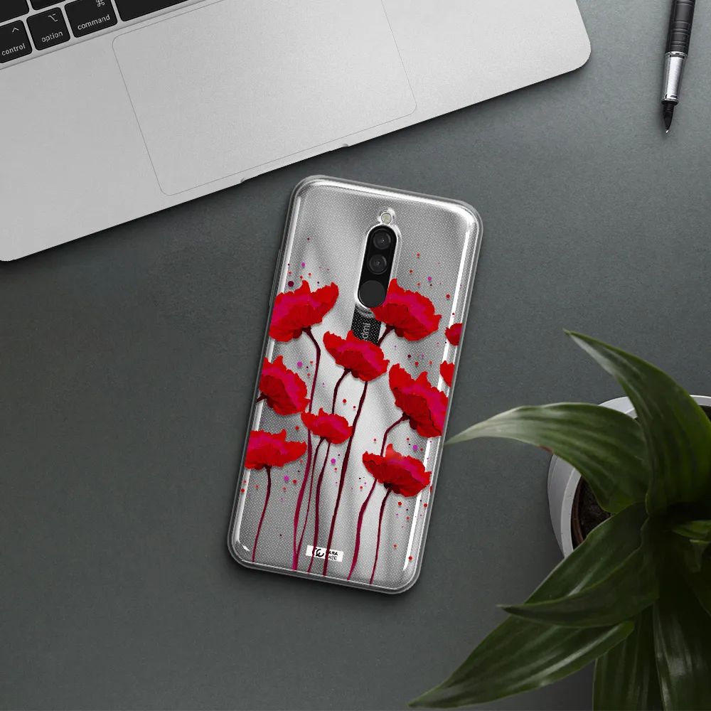 Red Fashion Flower Xiaomi Redmi 8 Clear Tpu Case
