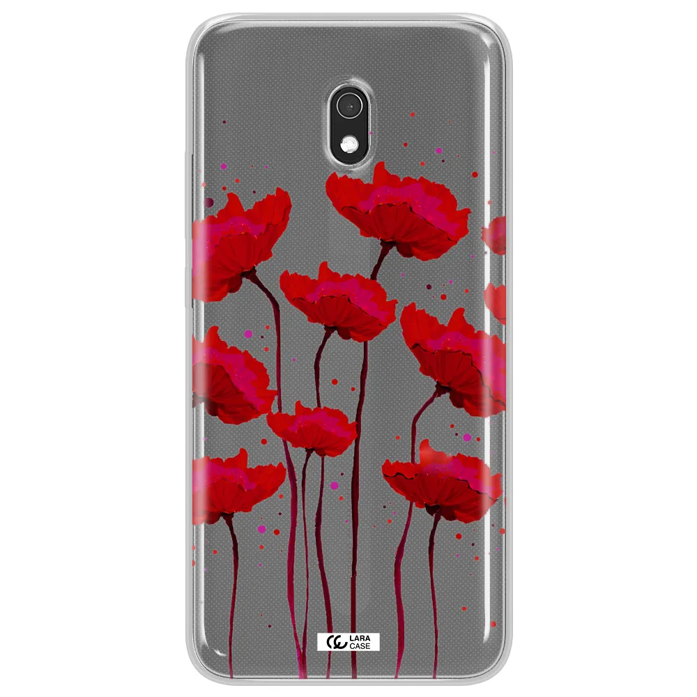 Red Fashion Flower Xiaomi Redmi 8A Clear TPU Case