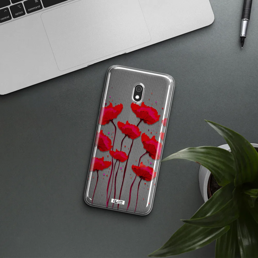 Red Fashion Flower Xiaomi Redmi 8A Clear TPU Case