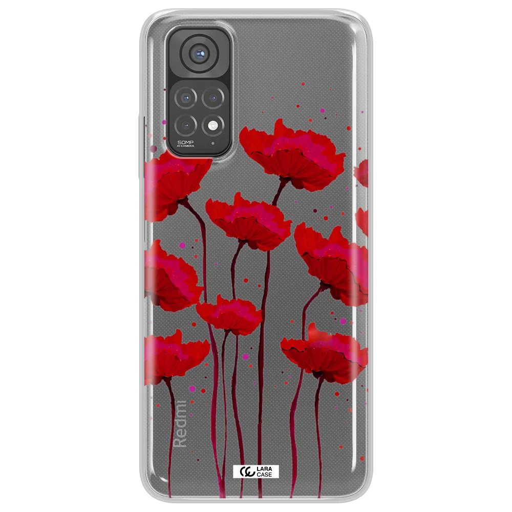 Red Fashion Flower Xiaomi Redmi Note 11 Clear TPU Case