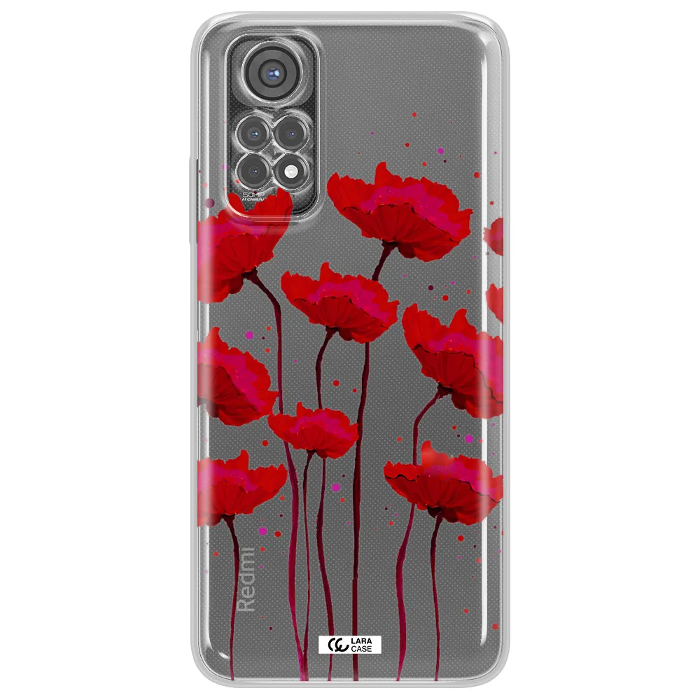 Red Fashion Flower Xiaomi Redmi Note 11S Clear Tpu Case