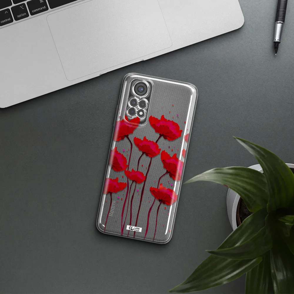 Red Fashion Flower Xiaomi Redmi Note 11S Clear Tpu Case