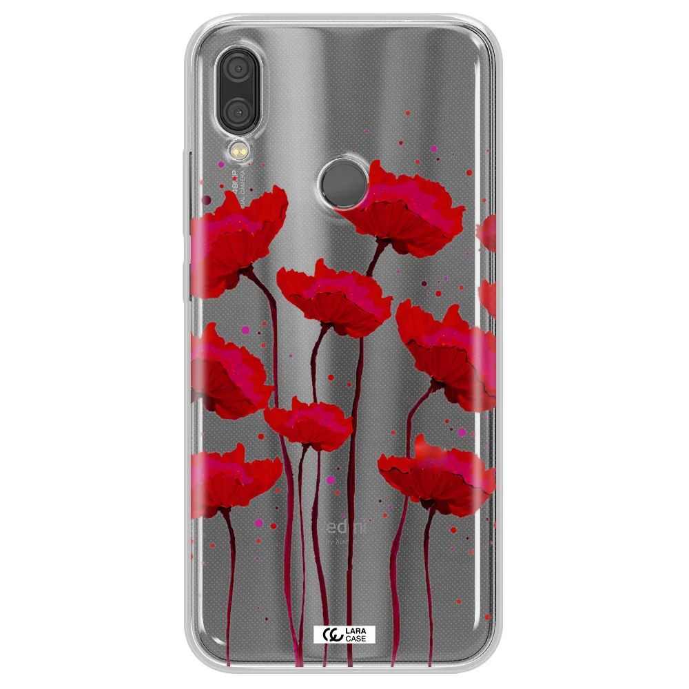 Red Fashion Flower Xiaomi Redmi Note 7 Clear TPU Case