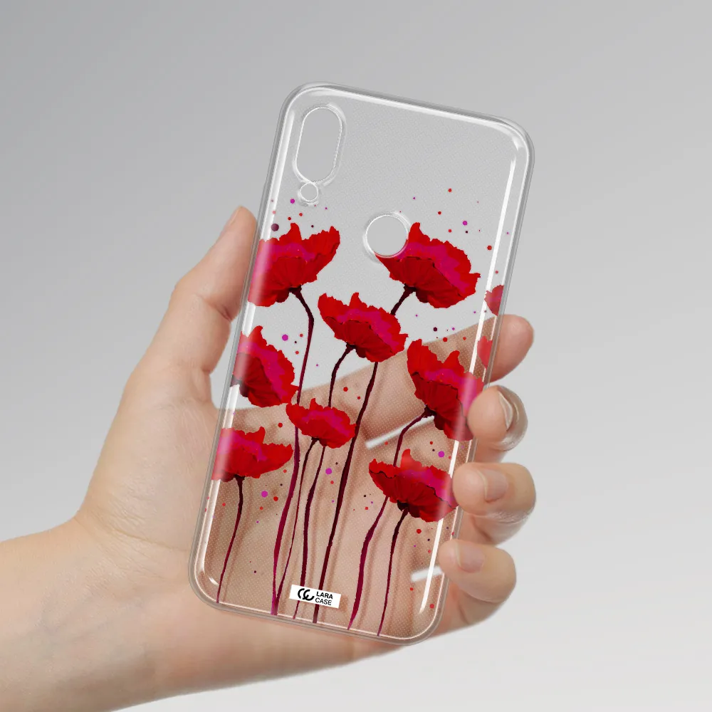 Red Fashion Flower Xiaomi Redmi Note 7 Clear TPU Case