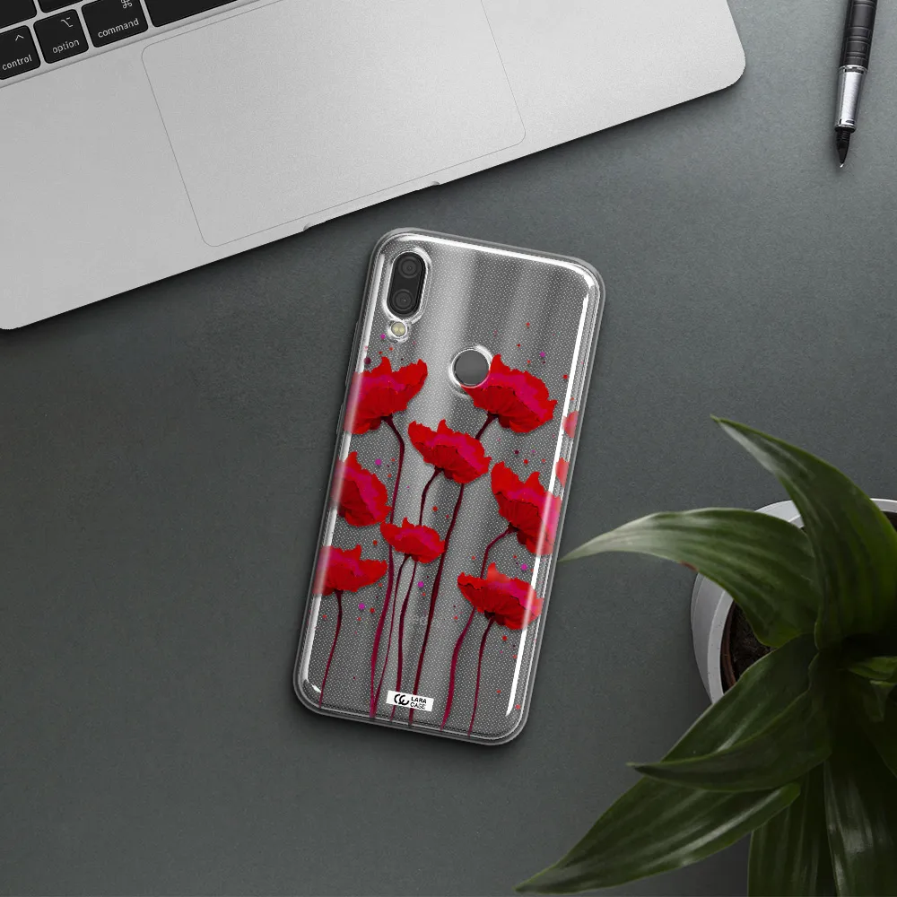 Red Fashion Flower Xiaomi Redmi Note 7 Clear TPU Case