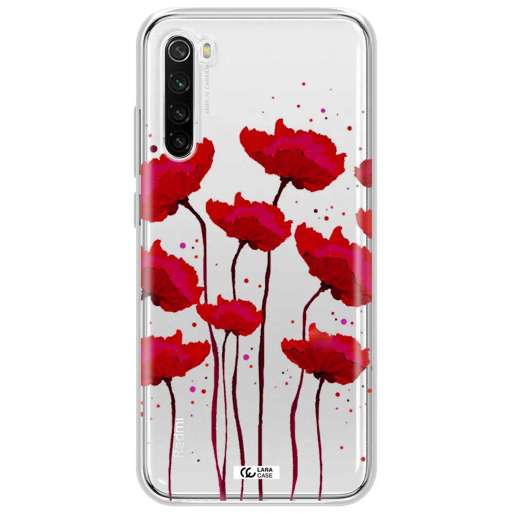 Red Fashion Flower Xiaomi Redmi Note 8T Clear Tpu Case