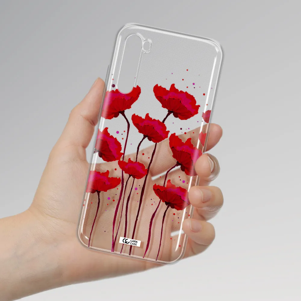 Red Fashion Flower Xiaomi Redmi Note 8T Clear Tpu Case