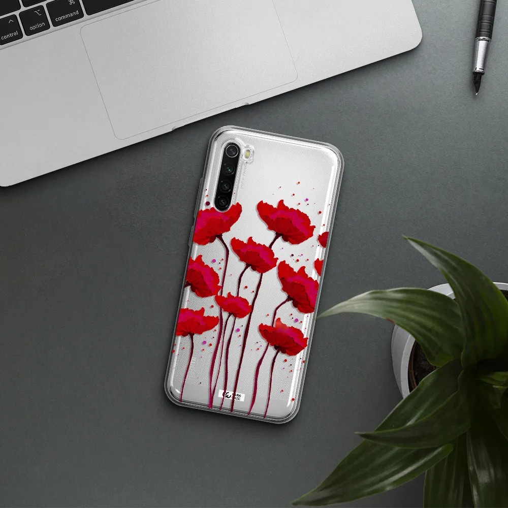 Red Fashion Flower Xiaomi Redmi Note 8T Clear Tpu Case