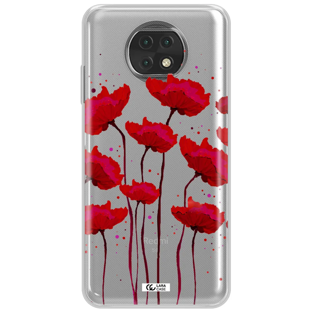 Red Fashion Flower Xiaomi Redmi Note 9T Clear Tpu Case