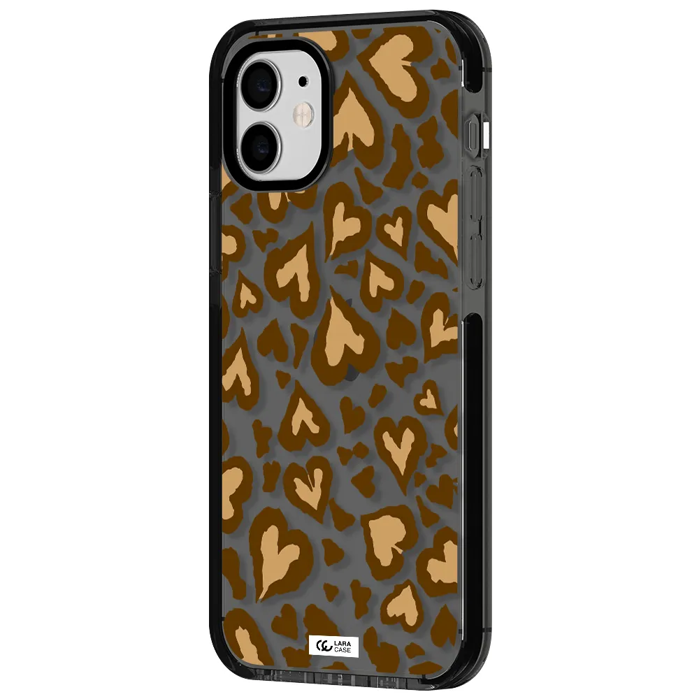Heart Leopard Apple iPhone 11 impact Smoke Black Case