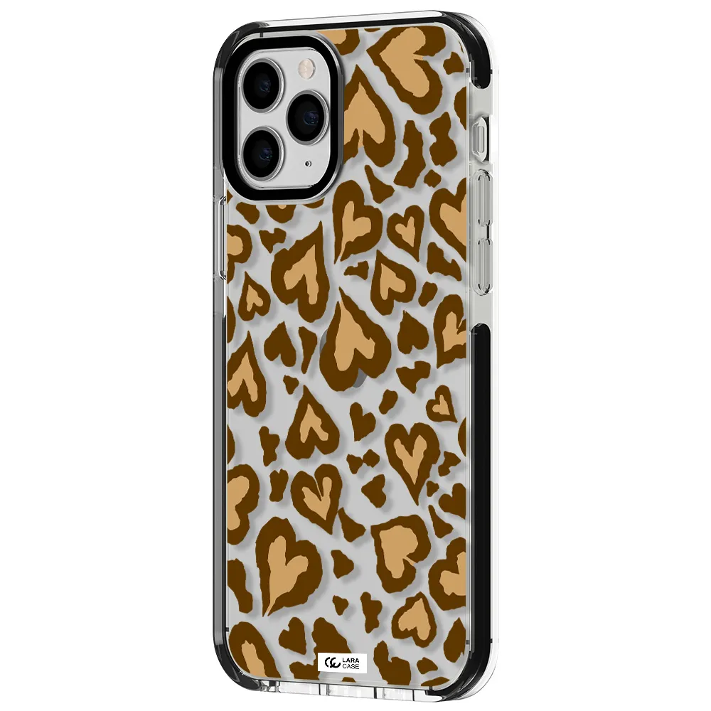 Heart Leopard Apple iPhone 11 pro impact black border Case