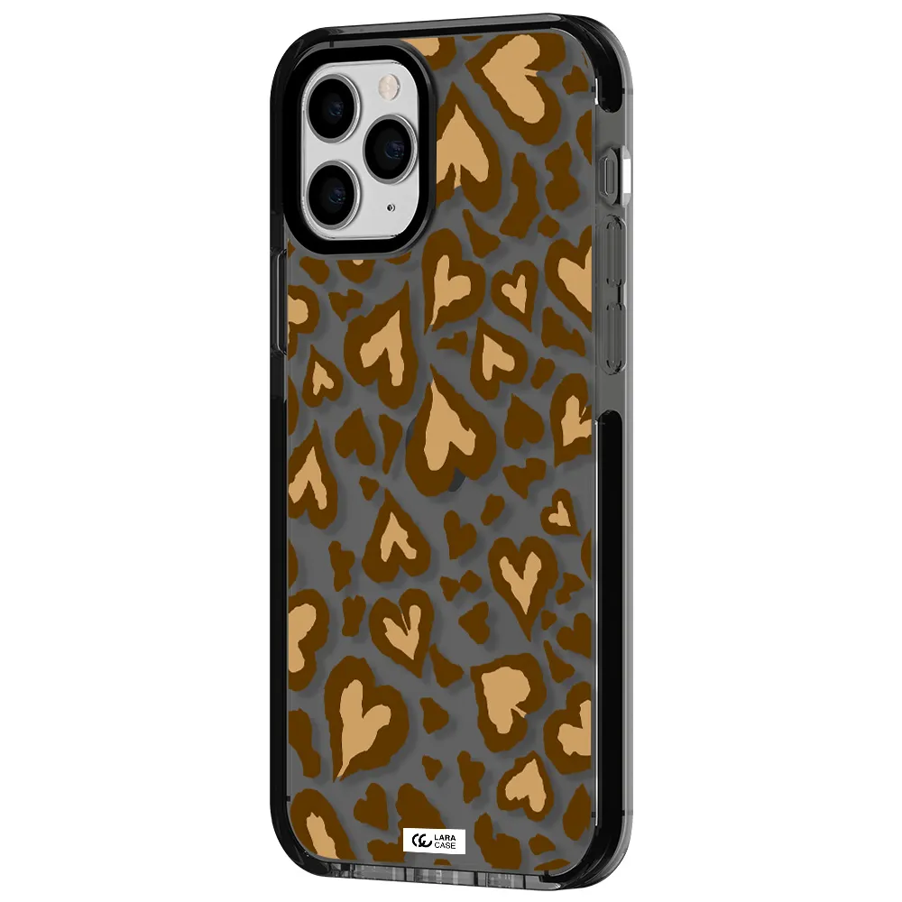 Heart Leopard Apple iPhone 11 pro impact Smoke Black Case