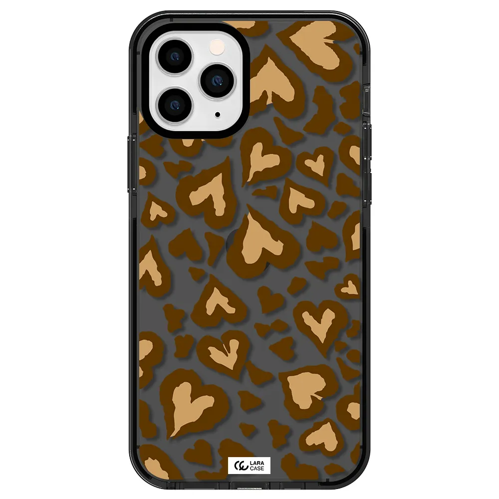 Heart Leopard Apple iPhone 11 pro max impact Smoke Black Case