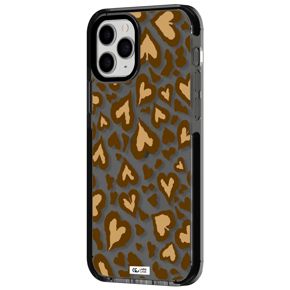 Heart Leopard Apple iPhone 11 pro max impact Smoke Black Case