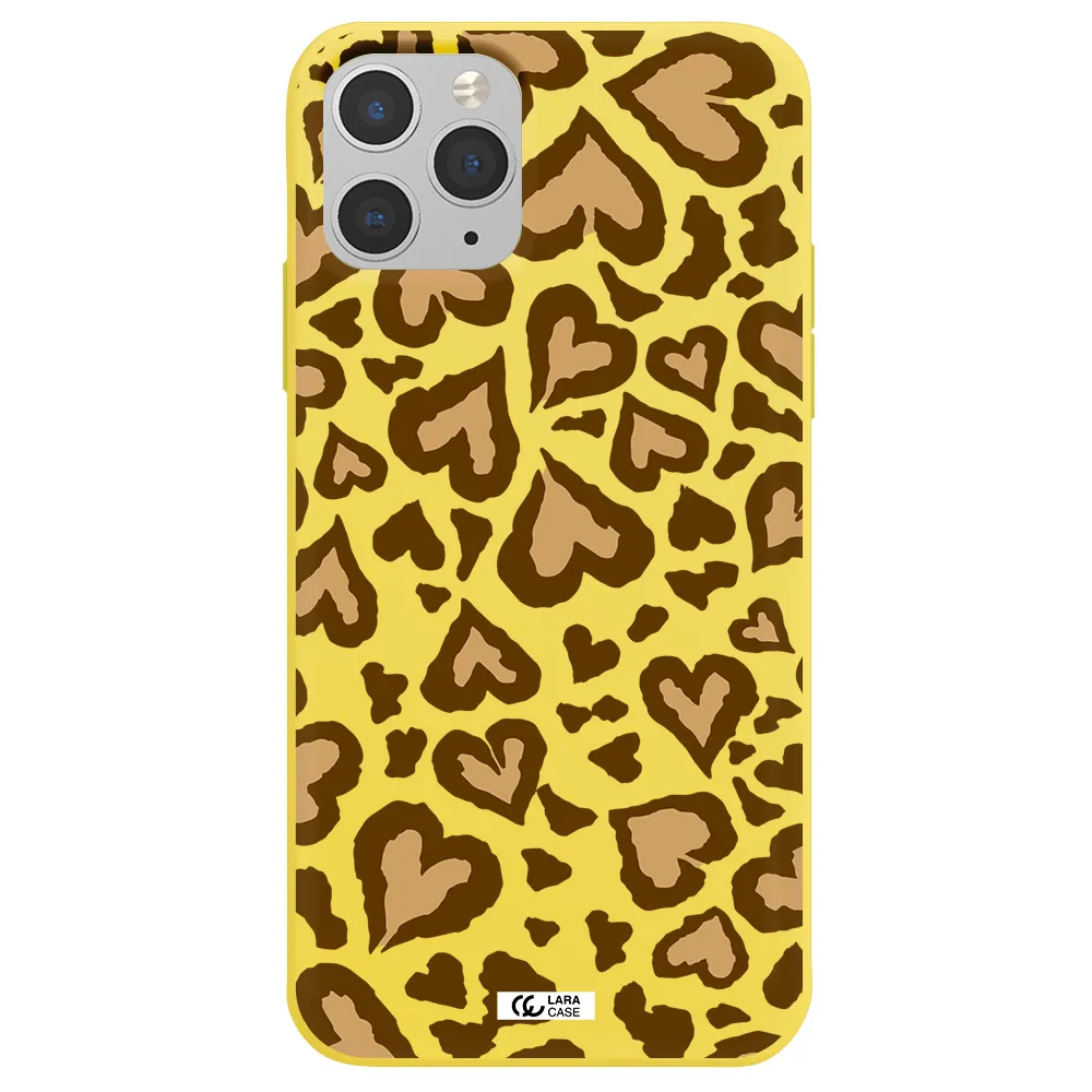 Heart Leopard Apple iPhone 11 pro max Silicone canary yellow Case