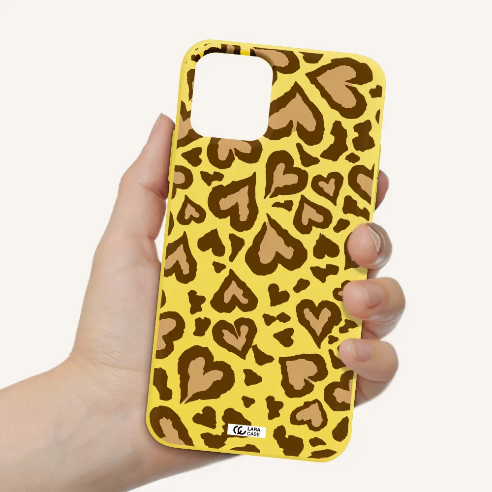 Heart Leopard Apple iPhone 11 pro max Silicone canary yellow Case