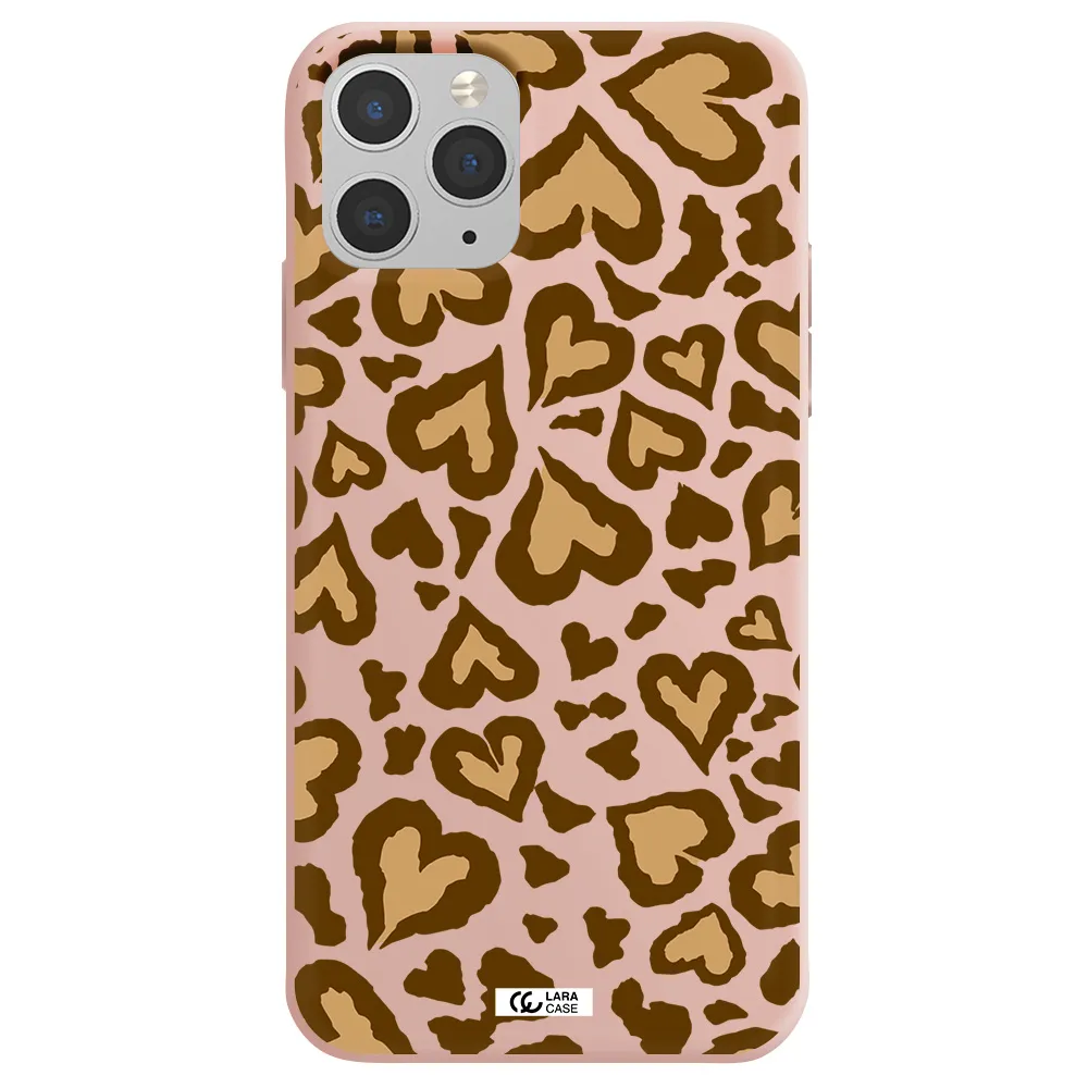 Heart Leopard Apple iPhone 11 pro max Silicone pastel pink Case