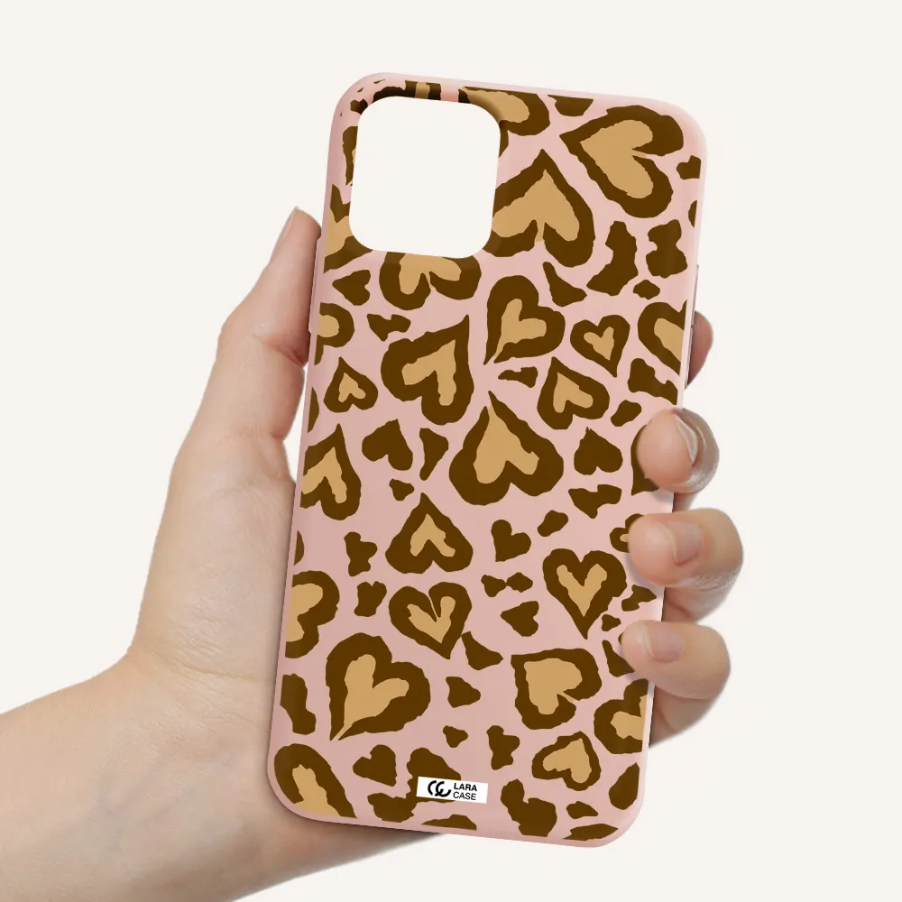 Heart Leopard Apple iPhone 11 pro max Silicone pastel pink Case