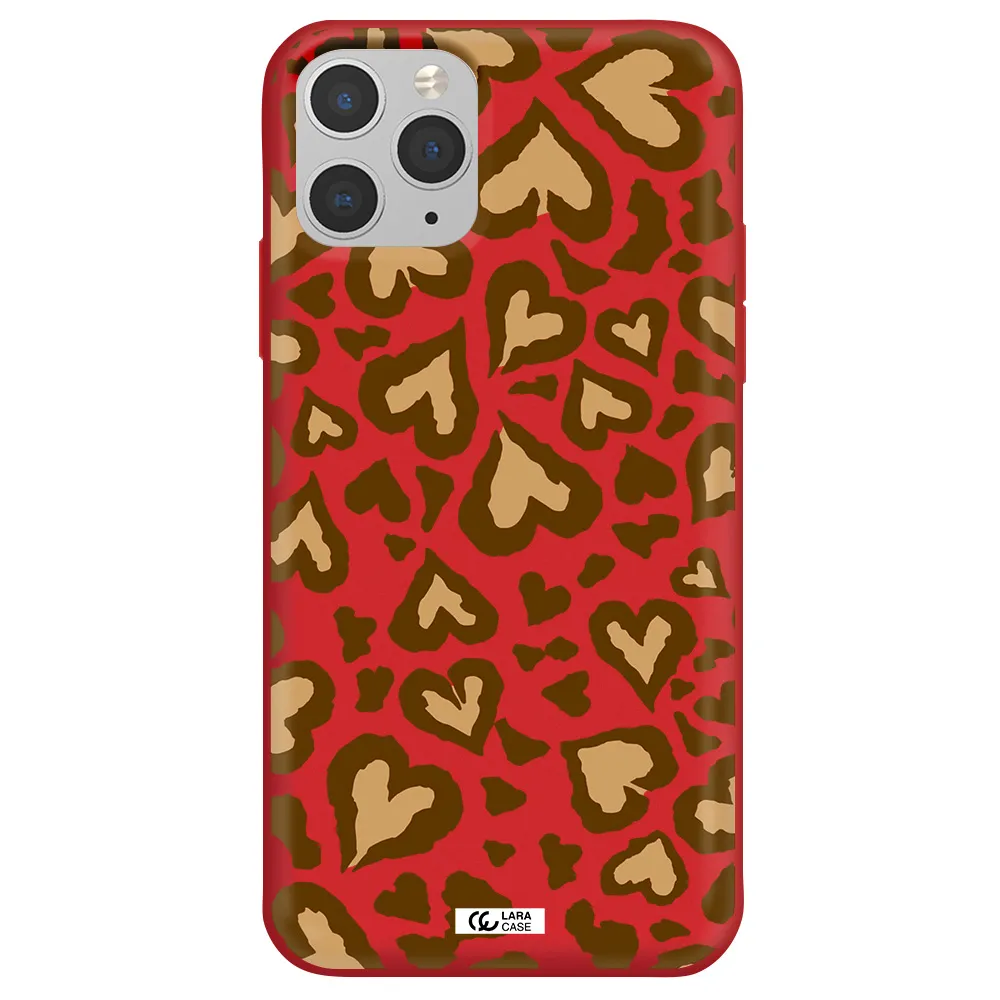 Heart Leopard Apple iPhone 11 pro Silicone Imperial Red Case