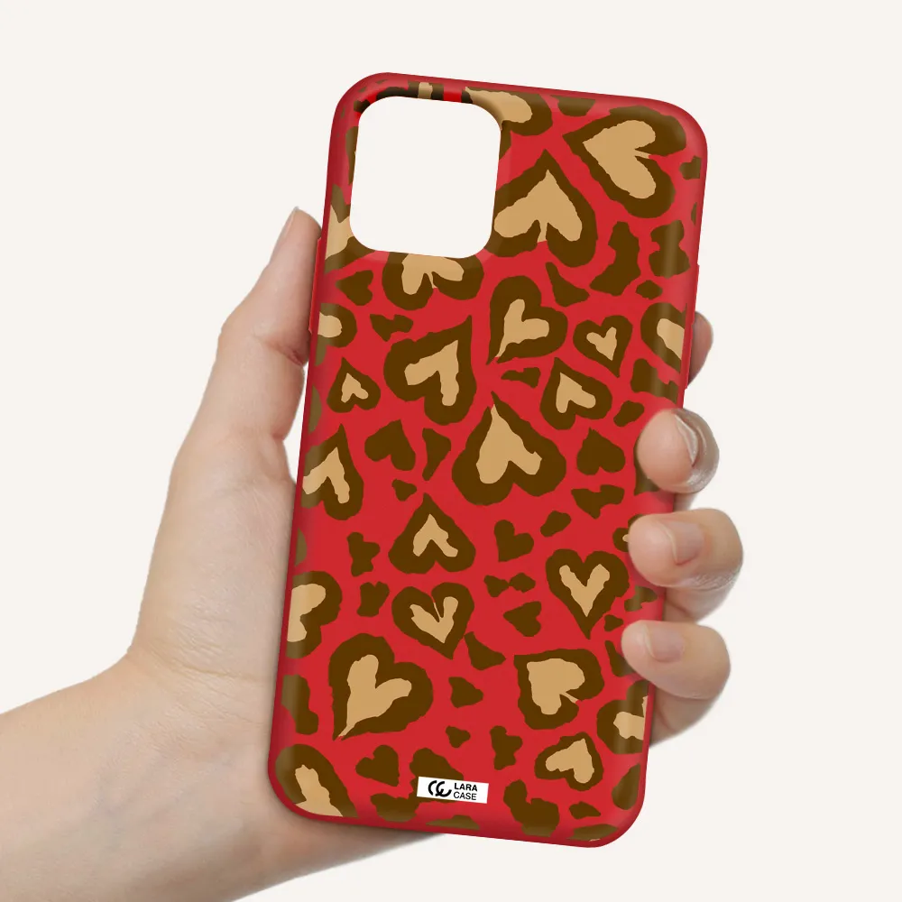 Heart Leopard Apple iPhone 11 pro Silicone Imperial Red Case