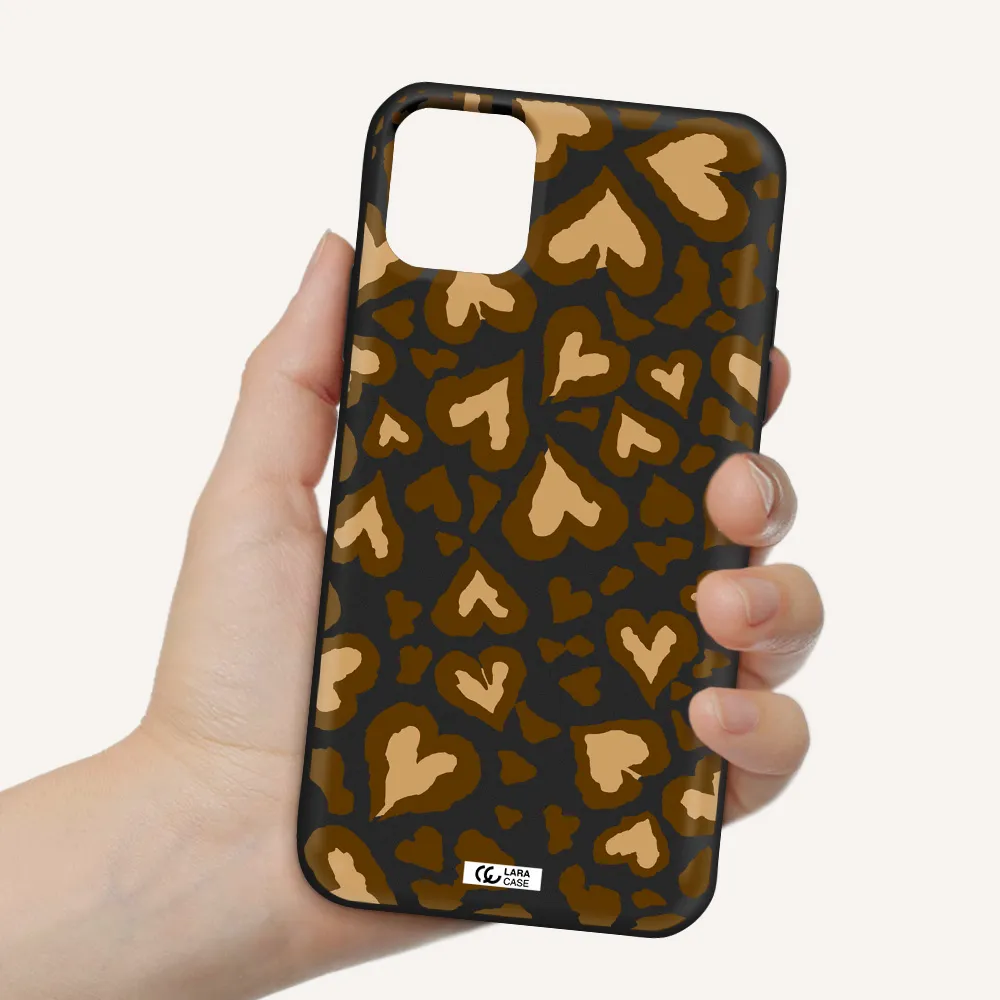 Heart Leopard Apple iPhone 11 Silicone black Case