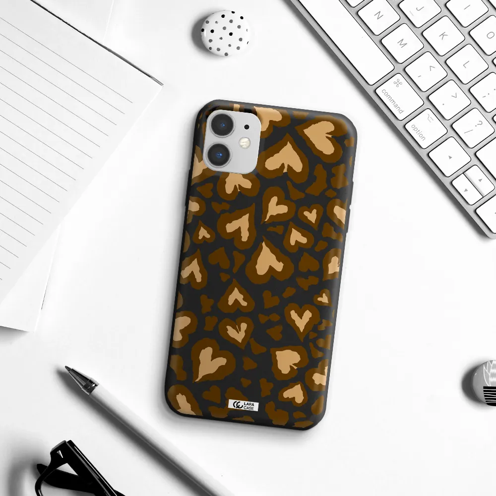 Heart Leopard Apple iPhone 11 Silicone black Case