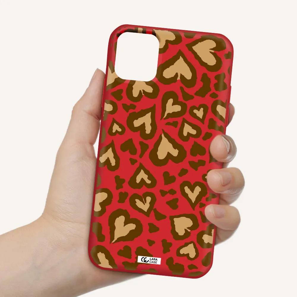 Heart Leopard Apple iPhone 11 Silicone Imperial Red Case