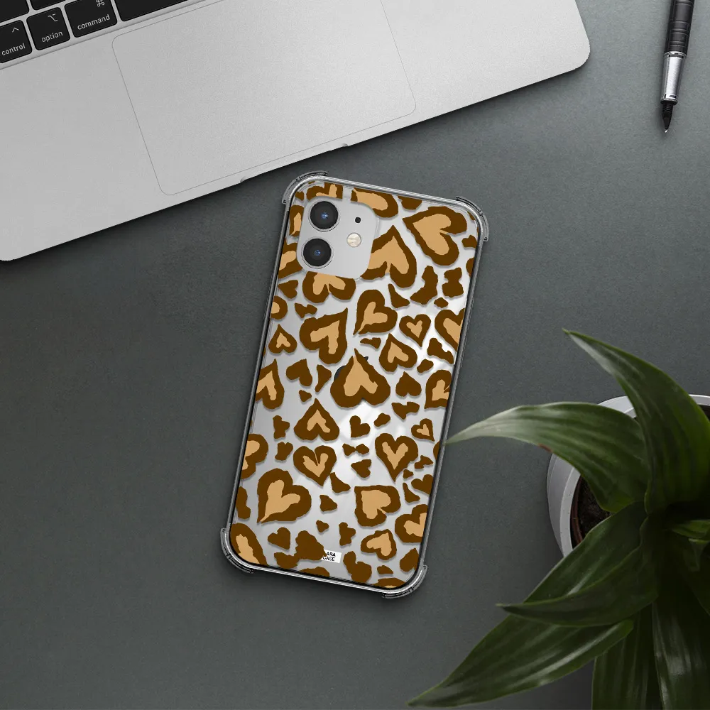 Heart Leopard Apple iPhone 12 Clear PC Case