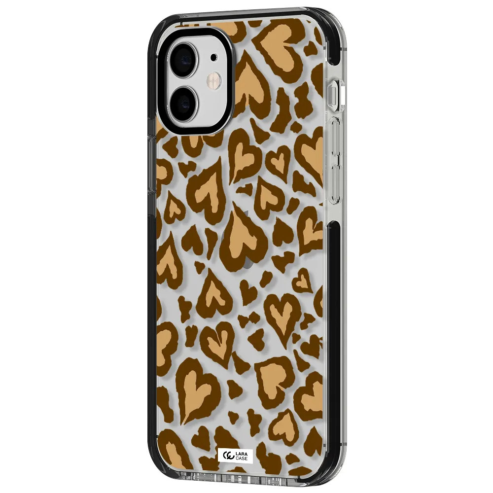 Heart Leopard Apple iPhone 12 impact black border Case