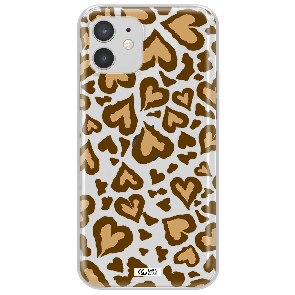 Heart Leopard Apple iPhone 12 mini Clear TPU Case