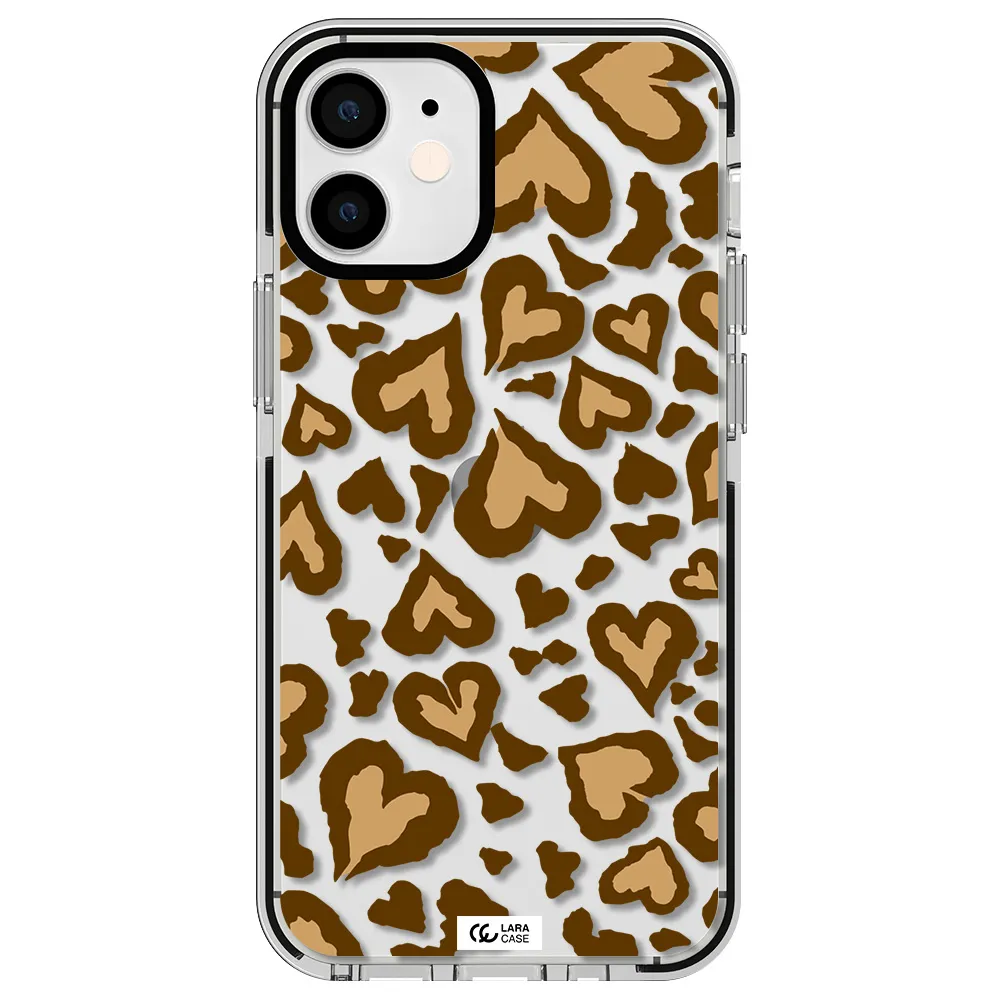 Heart Leopard Apple iPhone 12 mini impact black border Case