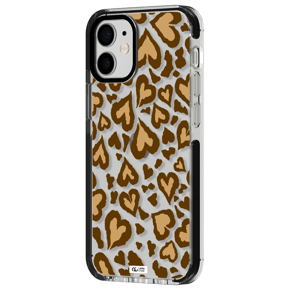 Heart Leopard Apple iPhone 12 mini impact black border Case